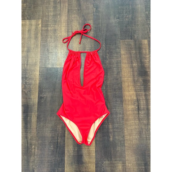 J. Crew Swim Nwt Jcrew Kelly Red One Piece Deep Vneck Swimsuit Size